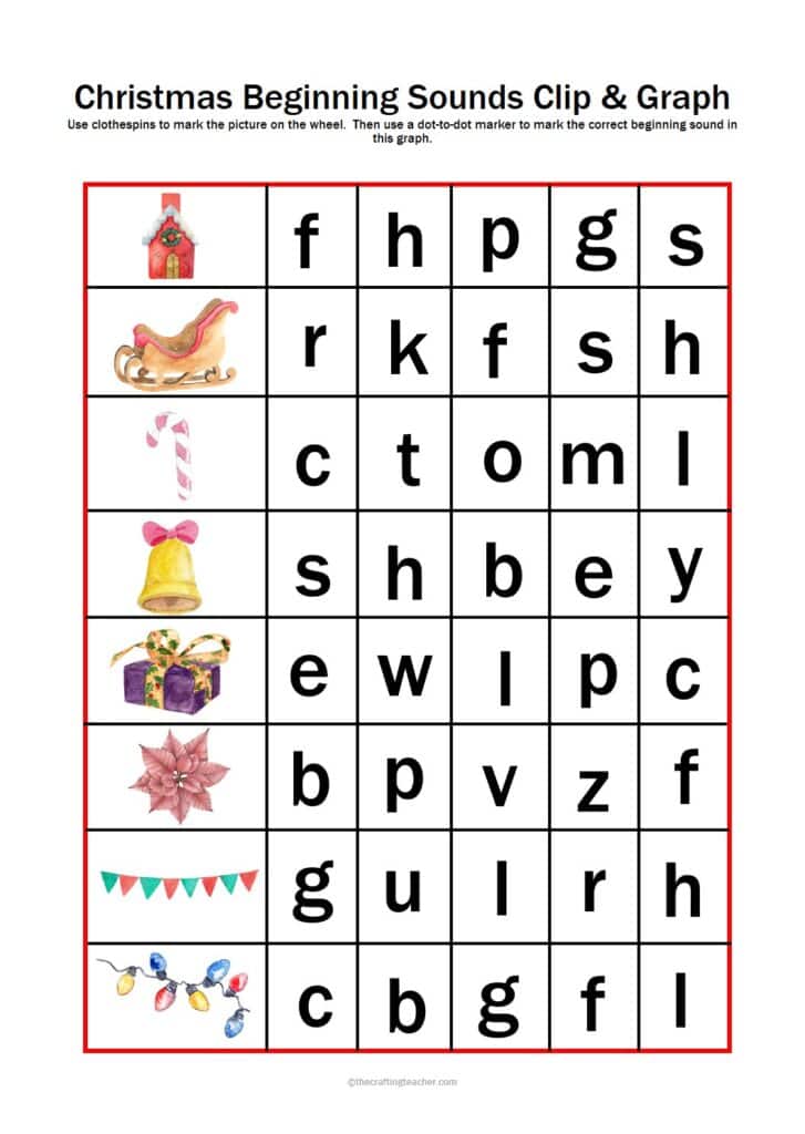 Christmas Beginning Sounds Graph
