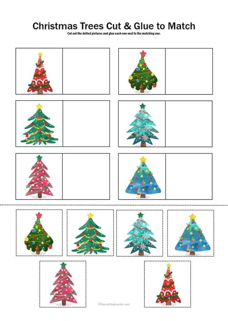 Christmas Trees Cut and Glue to Match