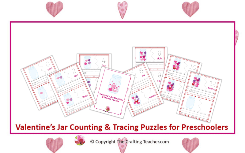 Valentine's Jar Counting & Tracing Puzzles for Preschoolers