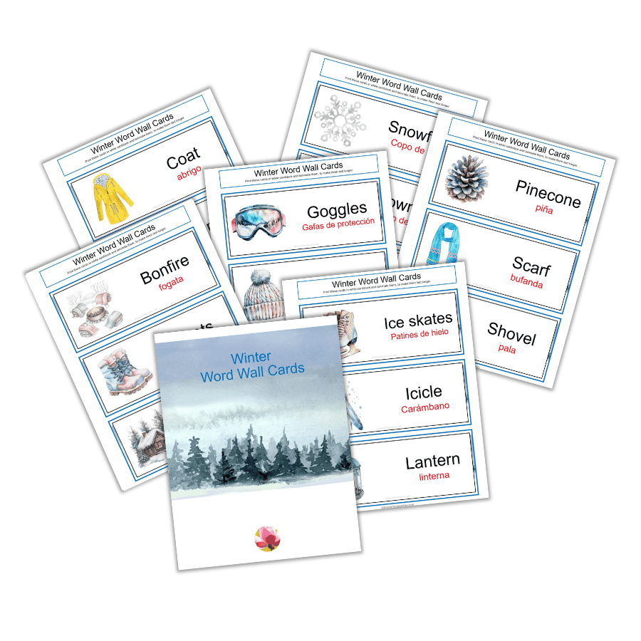 Winter Word Wall Cards for Preschoolers