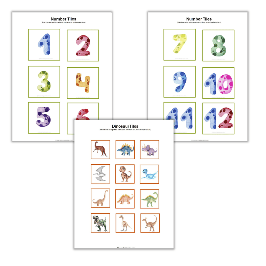 Dinosaur and Number Tiles