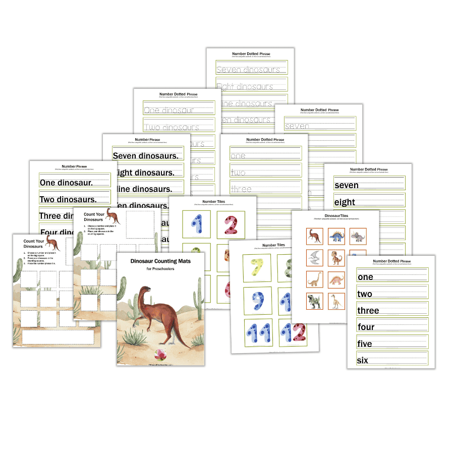 Dinosaurs Counting Mats for Preschoolers 