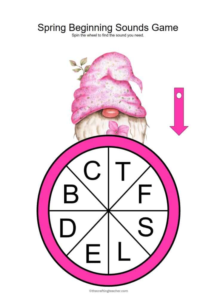 Spring Beginning Sounds Game's Spinner