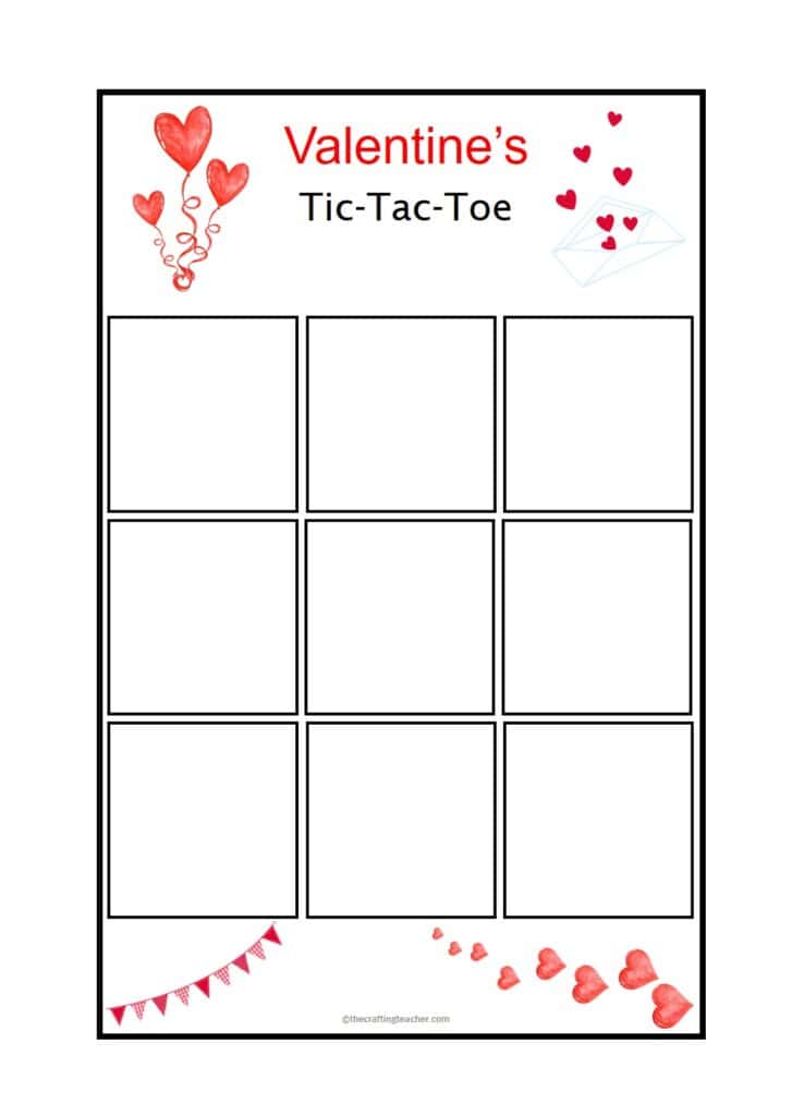 Valentine's Tic-Tac-Toc full-page board