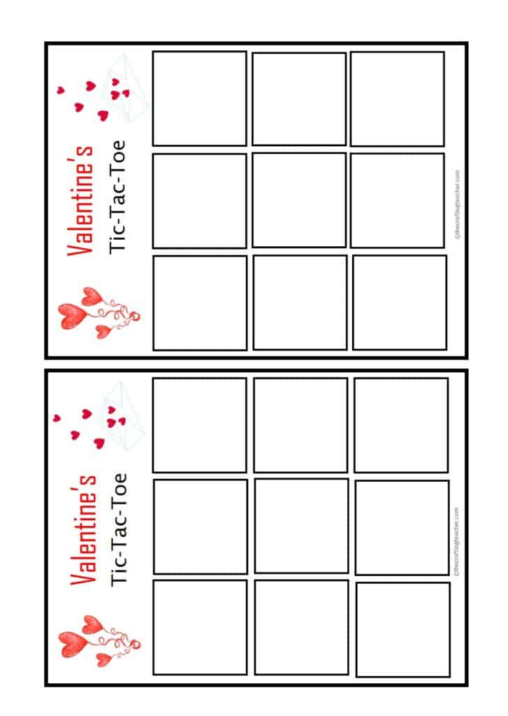 Valentine's Tic-Tac-Toc half-page board