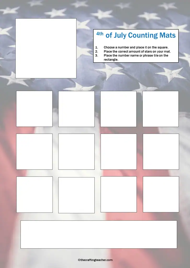 4th of July Counting Mat - intermedia version