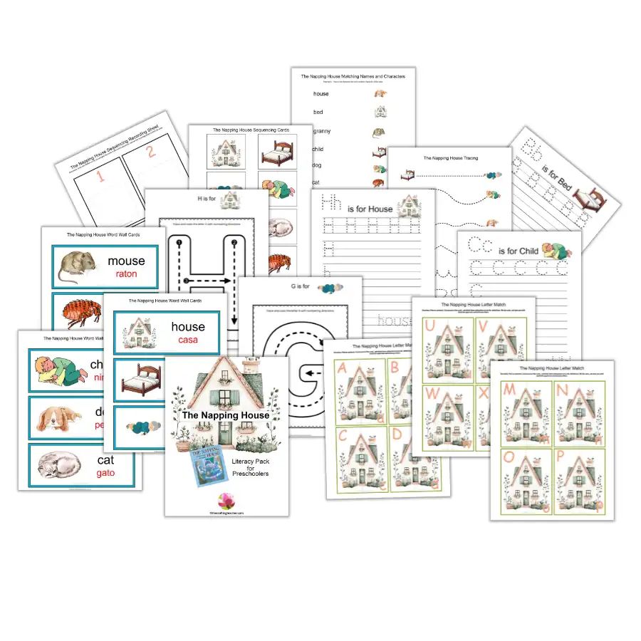 The Napping House Story-related Literacy Pack for Preschoolers 