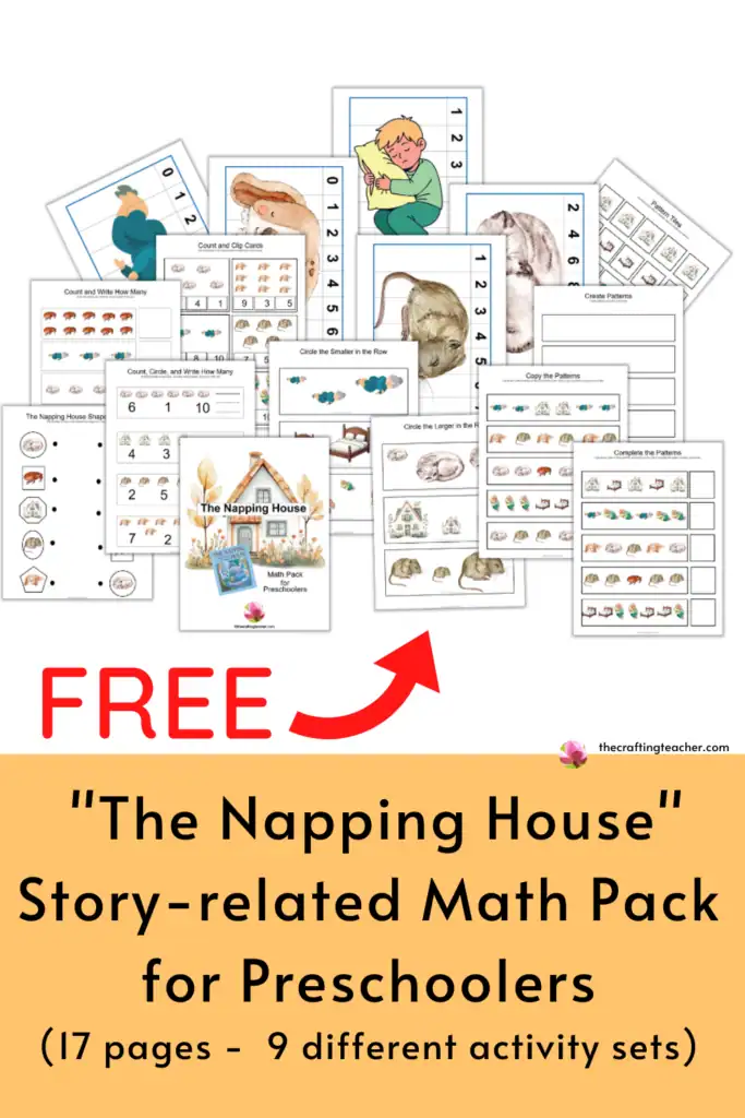 The Napping House Story-related Math Pack for Preschoolers