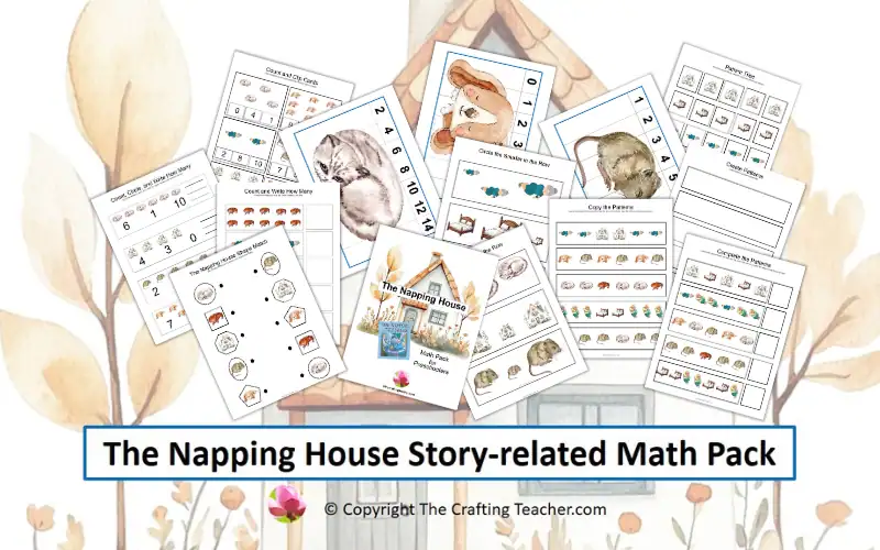 The Napping House Story-related Math Pack for Preschoolers