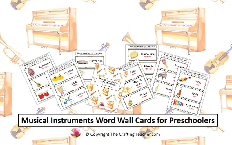 Musical Instruments Word Wall Cards