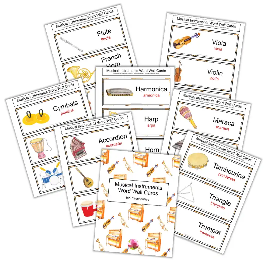 Musical Instruments Word Wall Cards