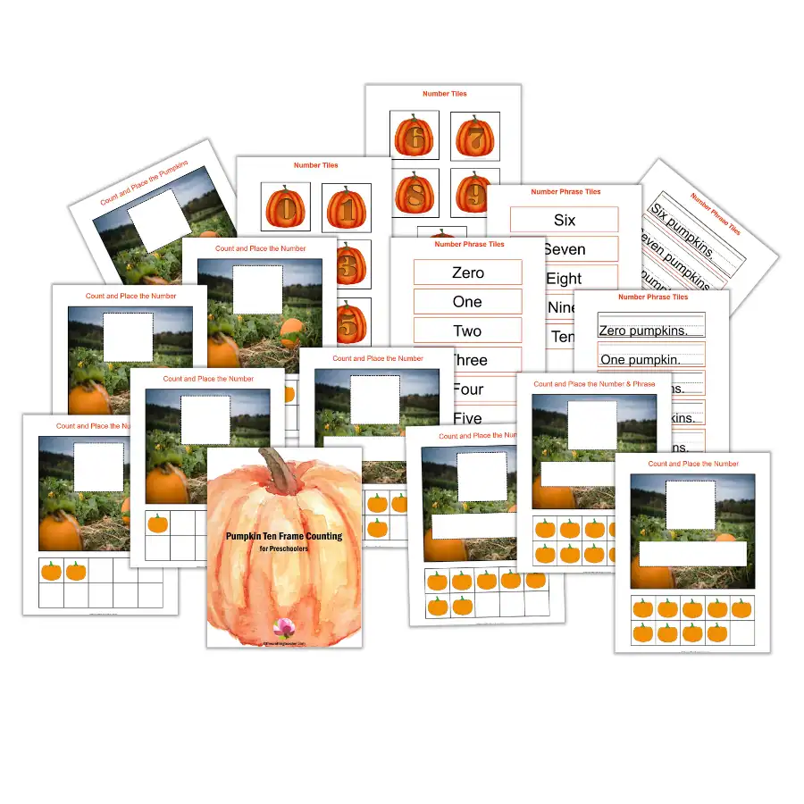 Pumpkin Ten Frame Counting for Preschoolers