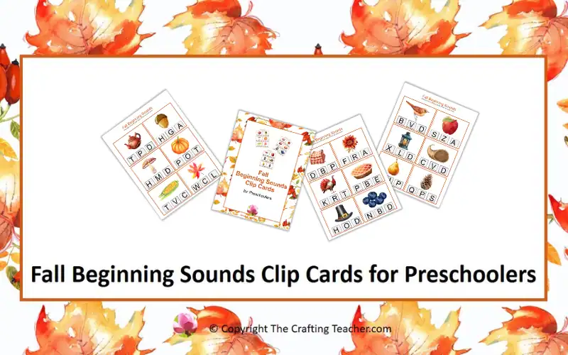 Fall Beginning Sounds Clip Cards for Preschoolers