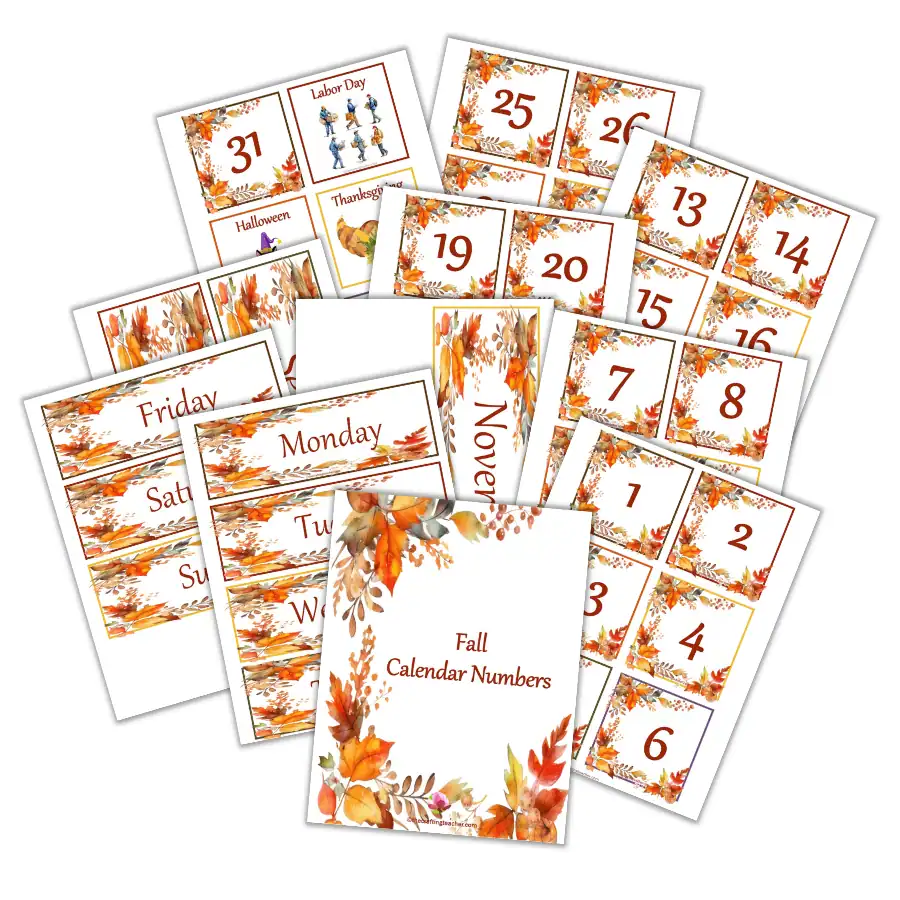 Fall Calendar Numbers 