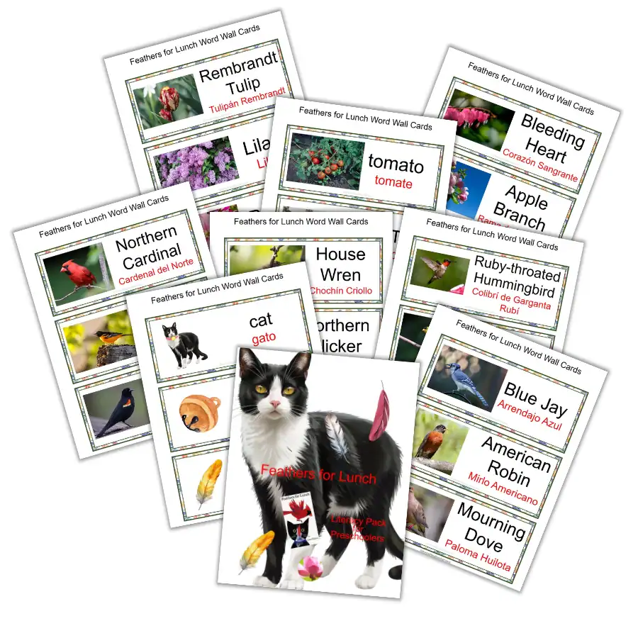 Feathers for Lunch Word Wall Cards