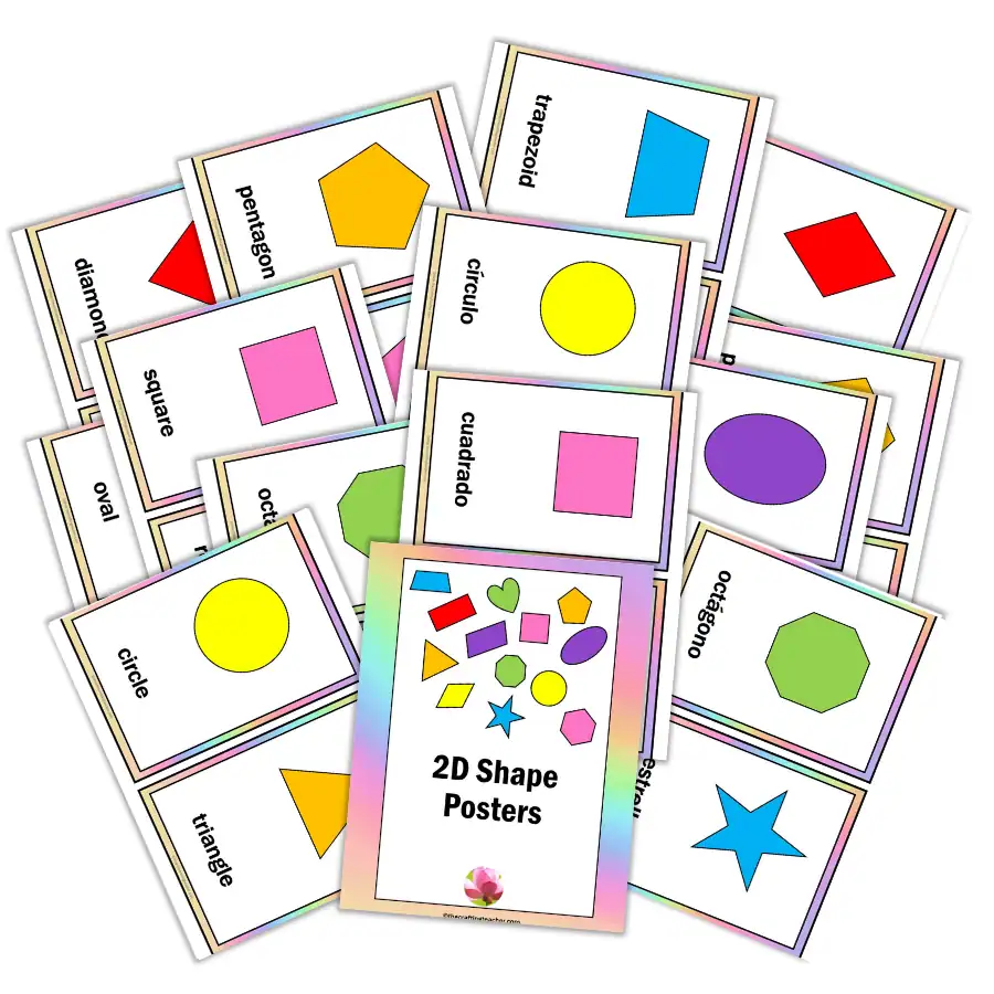 2D Shape Posters - English & Spanish